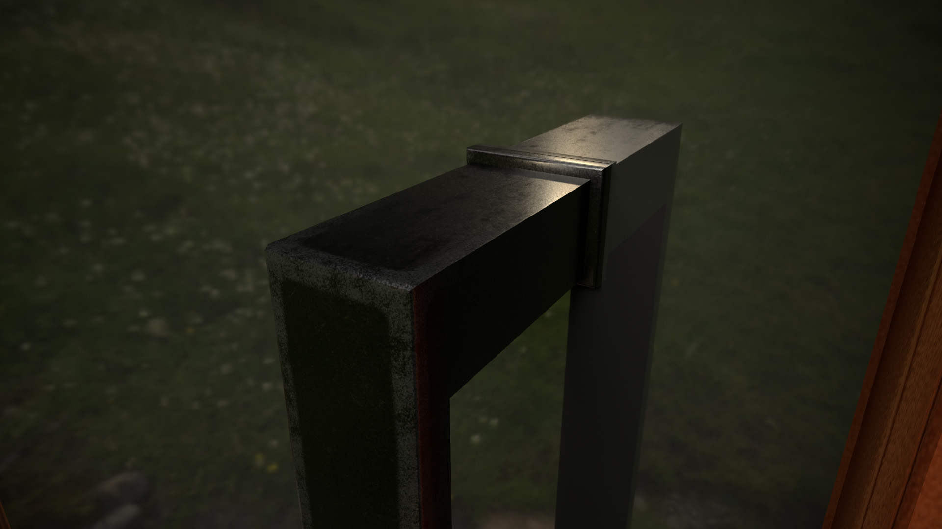 Close-up 3D render of a Hafele door handle with realistic PBR textures.
